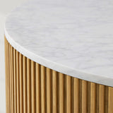 Finnley Round Coffee Table Stone Top Sofa Center Tea Table with Brass Base