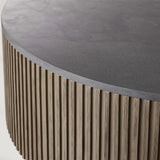 Finnley Round Coffee Table Stone Top Sofa Center Tea Table with Brass Base