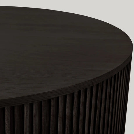 Finnley Round Wood Coffee Table Modern Sofa Center Tea Table with Reeded Detailing