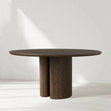Astor Round Marble Top Dining Table With Oak Wood Base