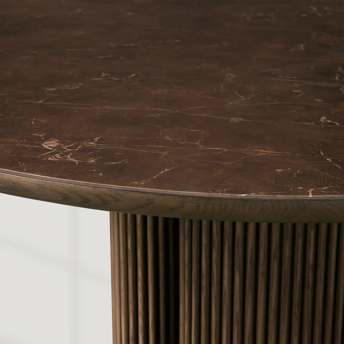 Astor Round Marble Top Dining Table With Oak Wood Base