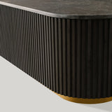 Finnley Solid Wood Coffee Table Stone Top Sofa Center Tea Table