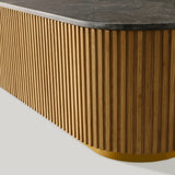 Finnley Solid Wood Coffee Table Stone Top Sofa Center Tea Table