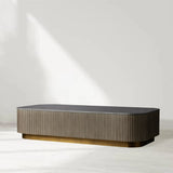 Finnley Solid Wood Coffee Table Stone Top Sofa Center Tea Table