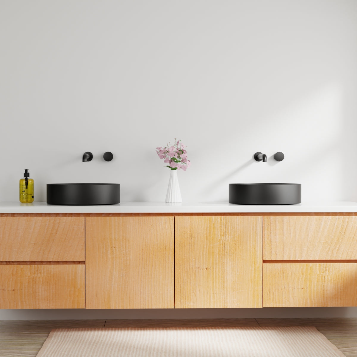 Kara Progressive Wall Basin/Bath Set 260mm Matte Black