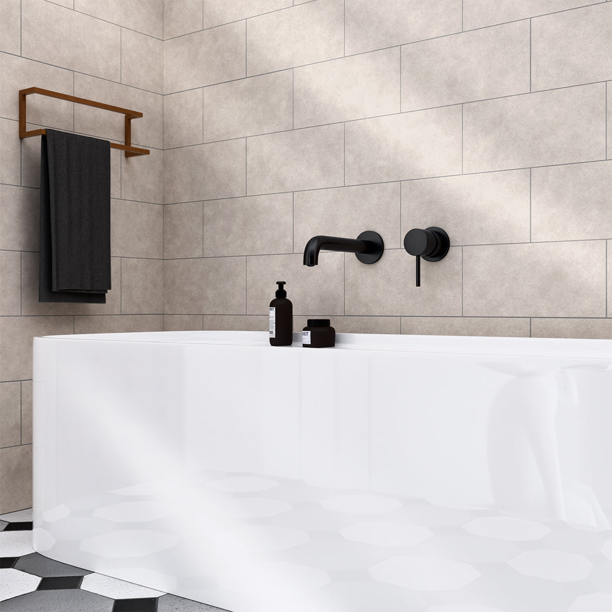 Mecca Wall Basin/Bath Mixer Separate Back Plate 230mm MatTE BLACK