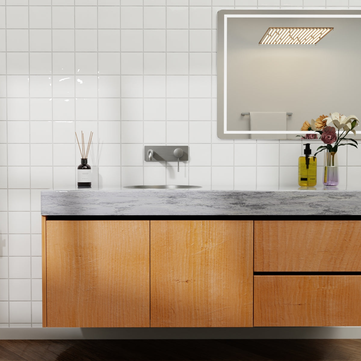 Opal Wall Basin/Bath Mixer 160mm Graphite
