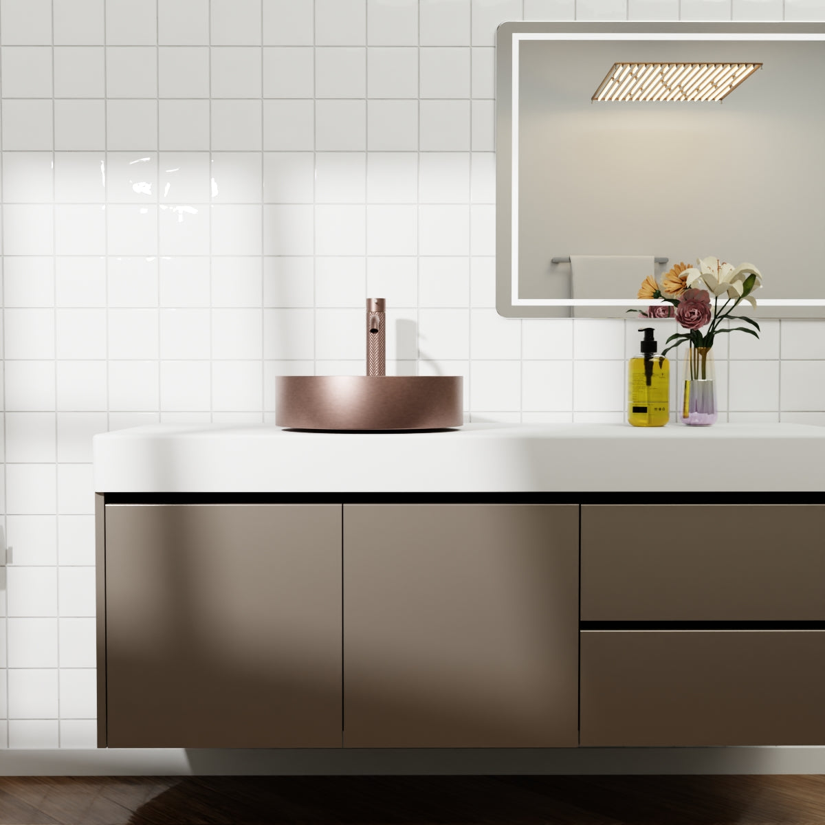 OPAL ROUND 400MM STAINLESS STEEL BASIN BRUSHED BRONZE