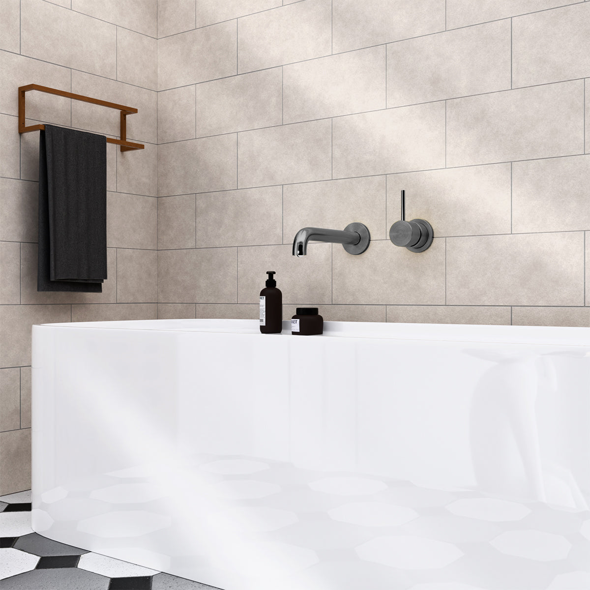 MECCA SHOWER MIXER 60MM HANDLE UP PLATE GUN METAL