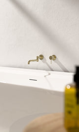 Mecca Wall Basin/Bath Mixer Swivel Spout 225mm Brushed Gold