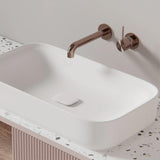 Mecca Wall Basin/Bath Mixer Separate Back Plate Handle Up 160mm Brushed Bronze