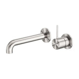 Mecca Wall Basin/Bath Mixer Separate Back Plate Handle Up 120mm Brushed Nickel