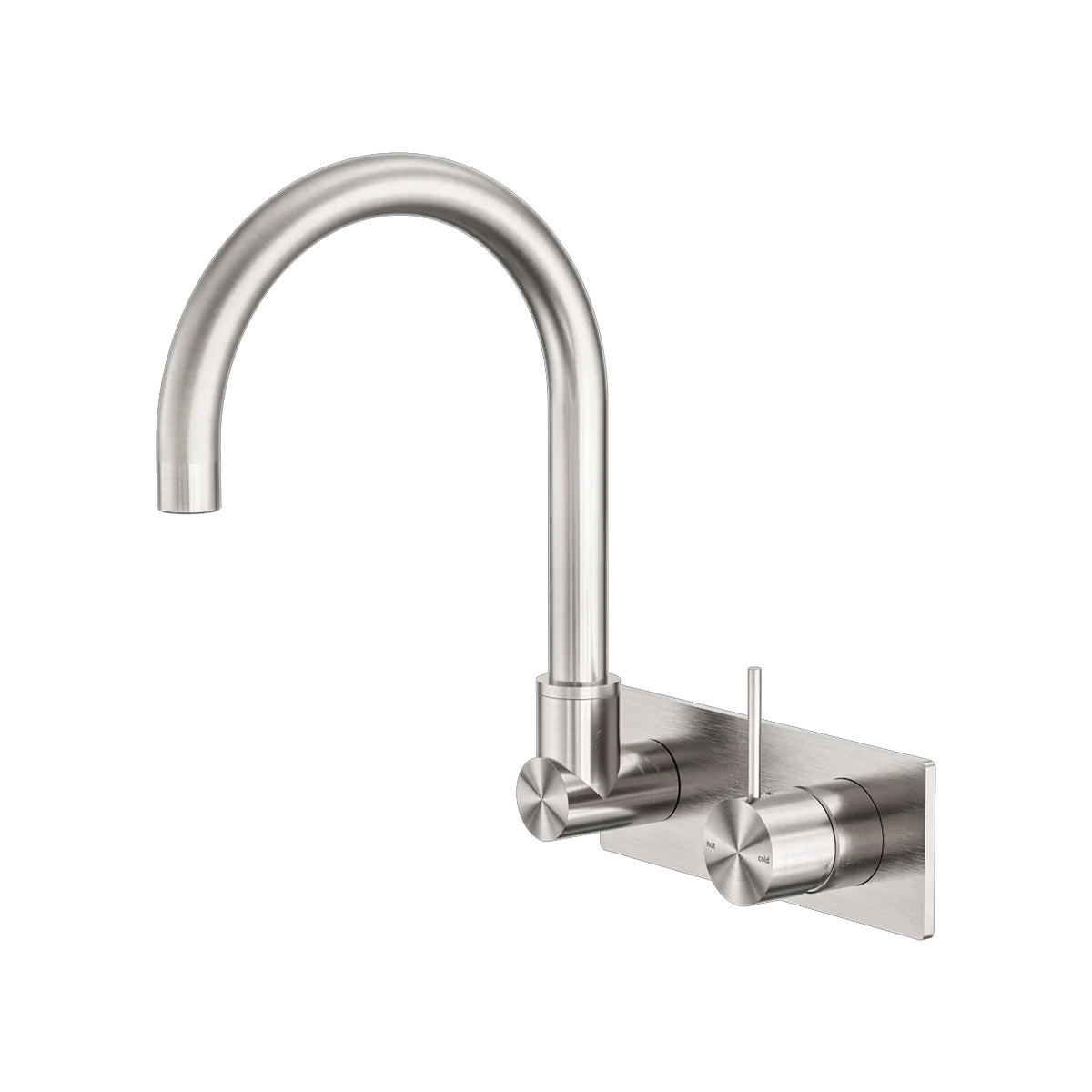 Mecca Wall Basin/Bath Mixer Swivel Spout Handle Up Brushed Nickel