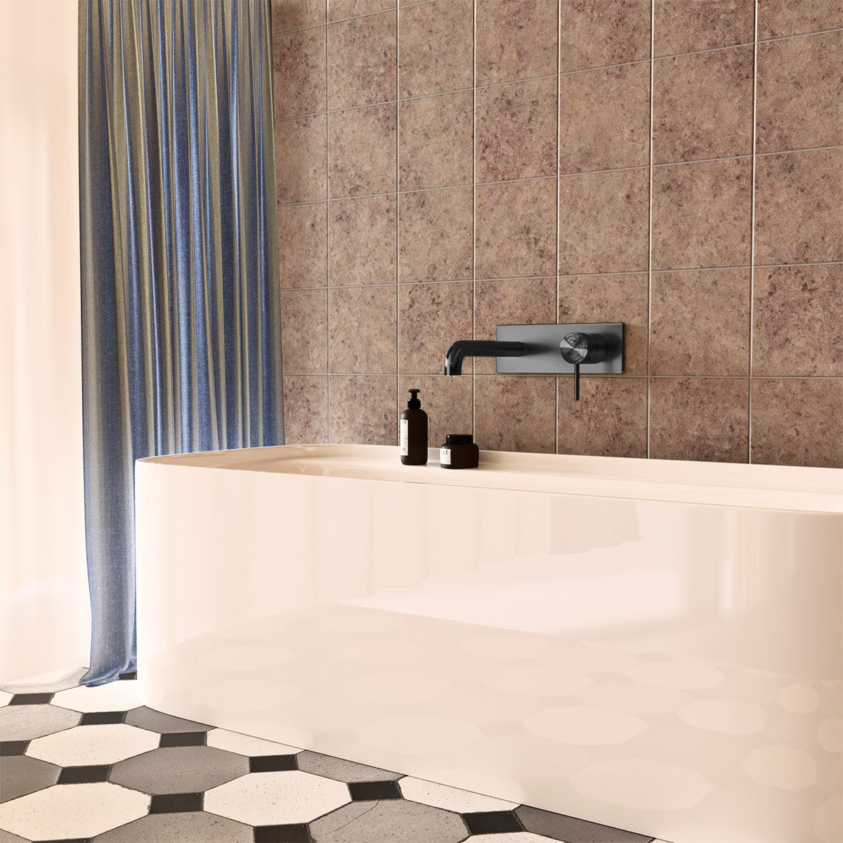 Mecca Wall Basin/Bath Mixer 120mm Matte Black