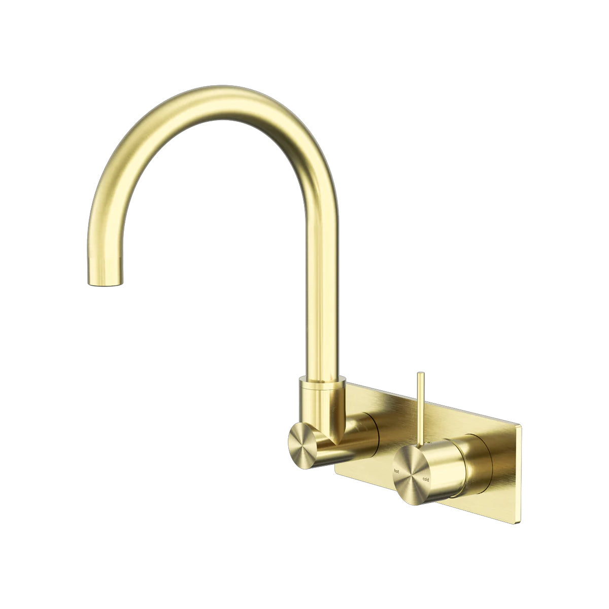 Mecca Wall Basin/Bath Mixer Swivel Spout Handle Up Brushed Gold
