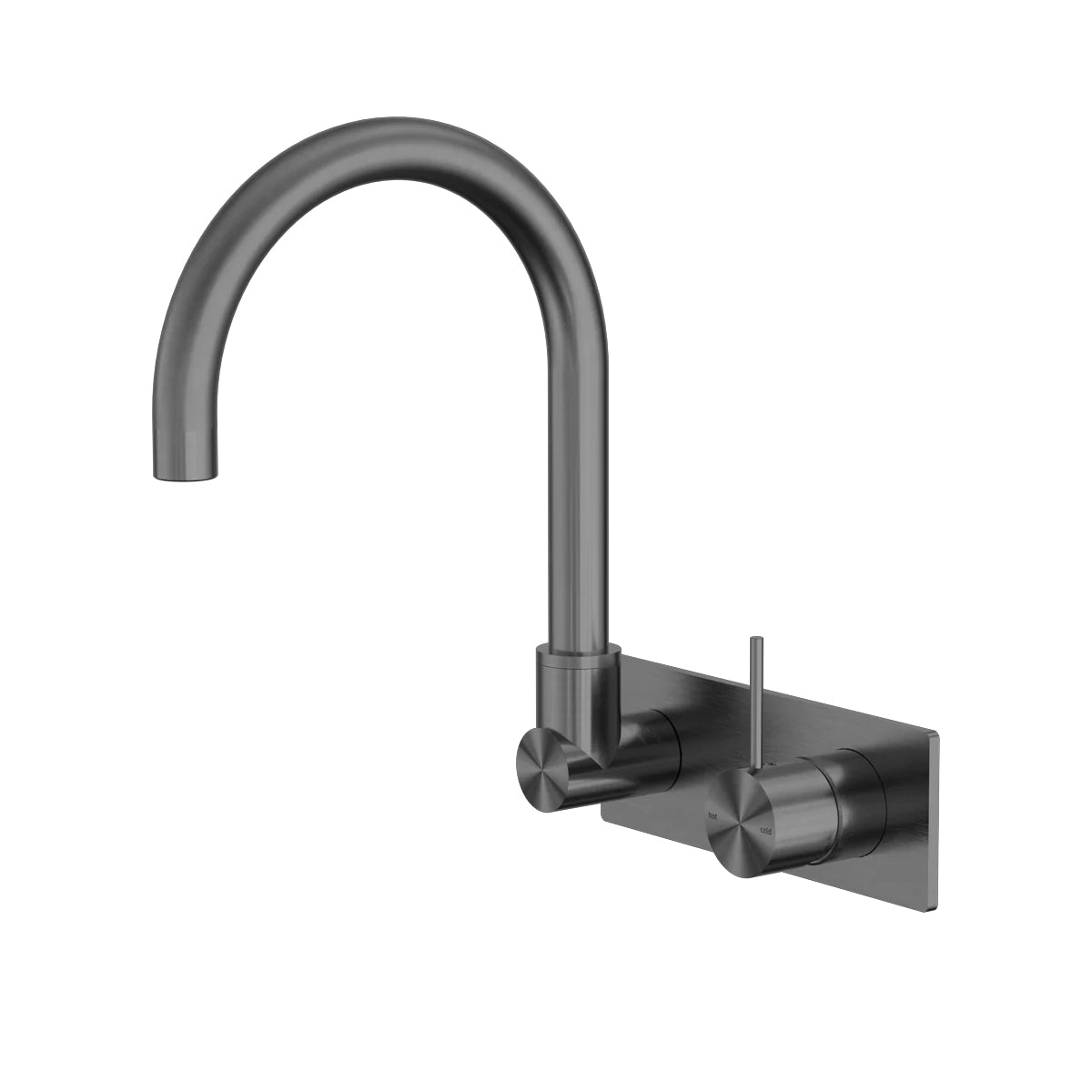 Mecca Wall Basin/Bath Mixer Swivel Spout Handle Up Gun Metal