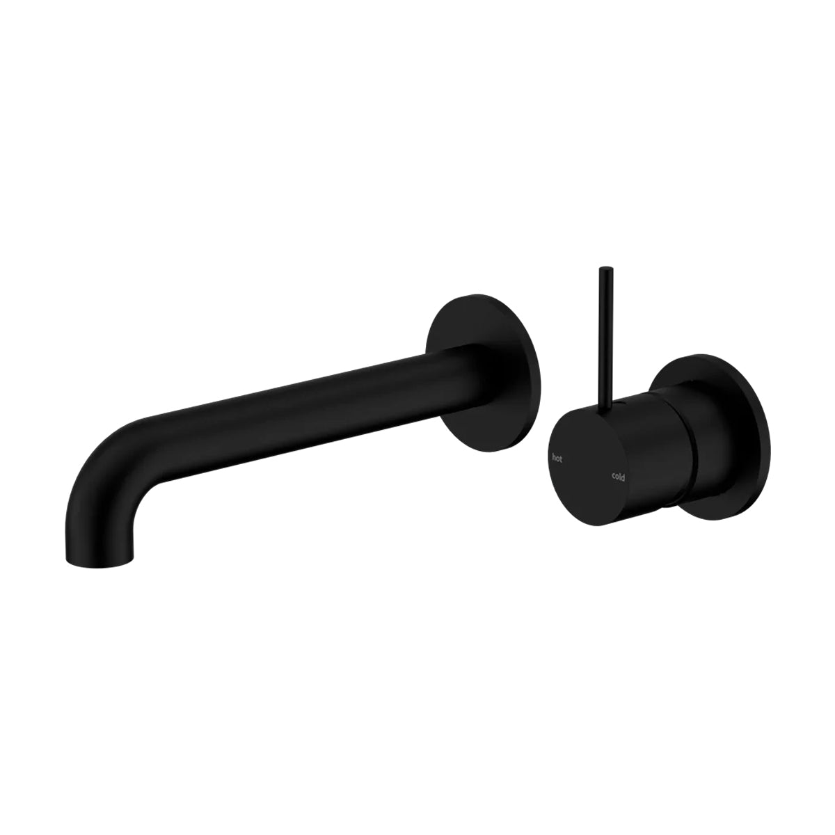 Mecca Wall Basin/Bath Mixer Separate Back Plate Handle Up 185mm Matte Black