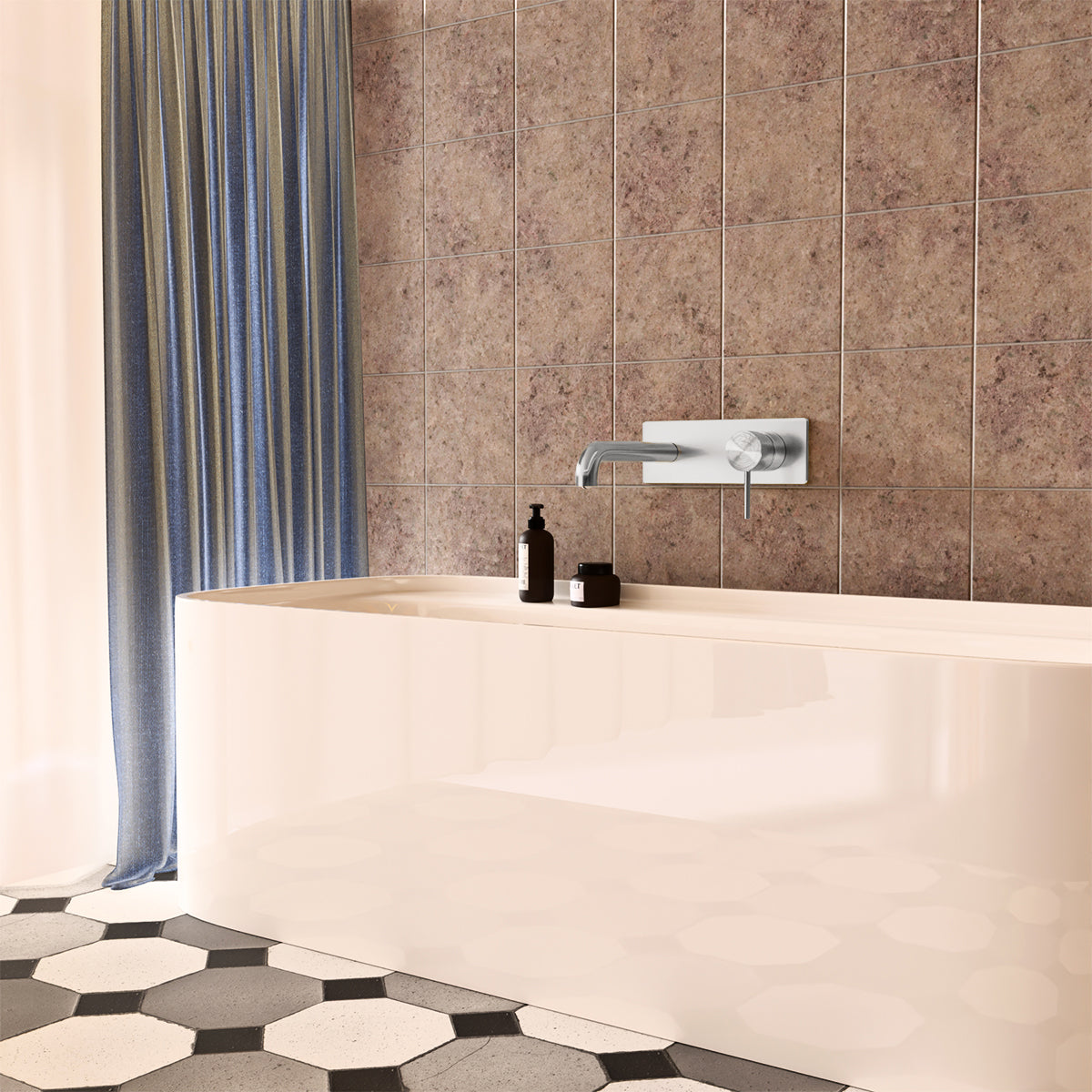 Mecca Wall Basin/Bath Mixer 260mm Brushed Nickel