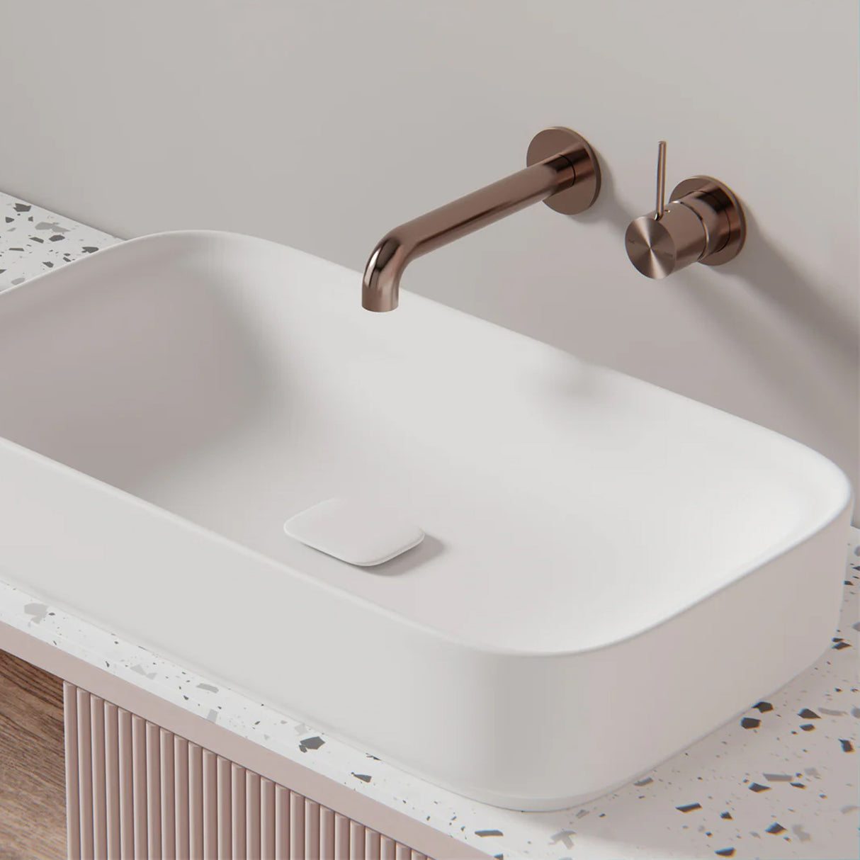 MECCA SHOWER MIXER 60MM HANDLE UP PLATE BRUSHED BRONZE