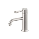 York Straight Basin Mixer With Metal Lever Brushed Nickel