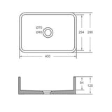 NAGA Rimini Concrete Basin with Matching Pop-up Waste Rectangle French Grey
