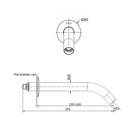 Components Tube Basin Spout Brushed Brass 23890T-ND-2MB