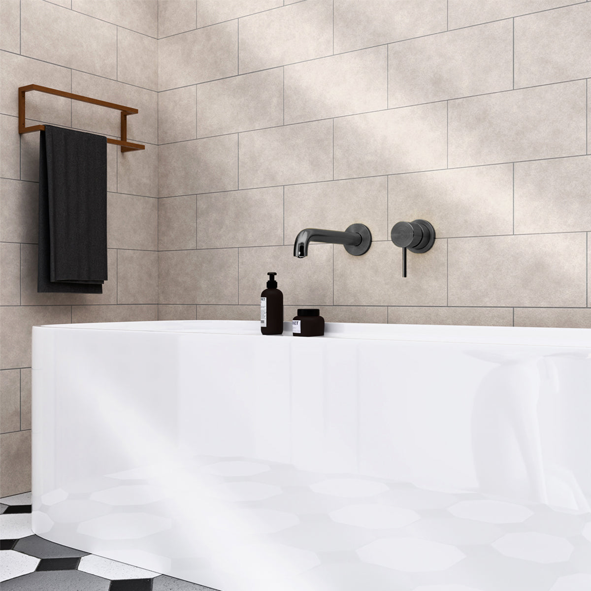 Mecca Wall Basin/Bath Mixer Separate Back Plate 185mm Gun Metal