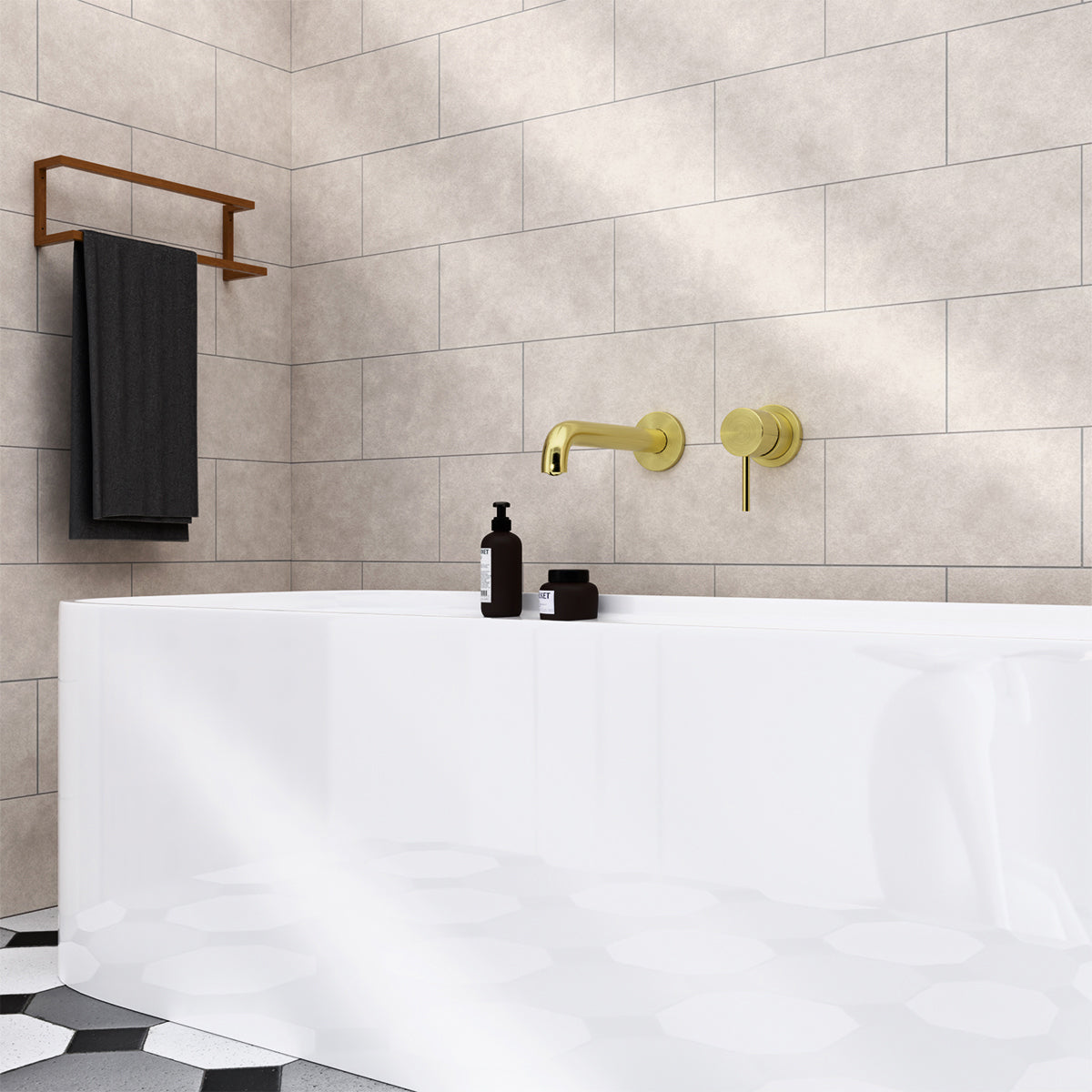 Mecca Wall Basin/Bath Mixer Separate Back Plate 185mm Brushed Gold