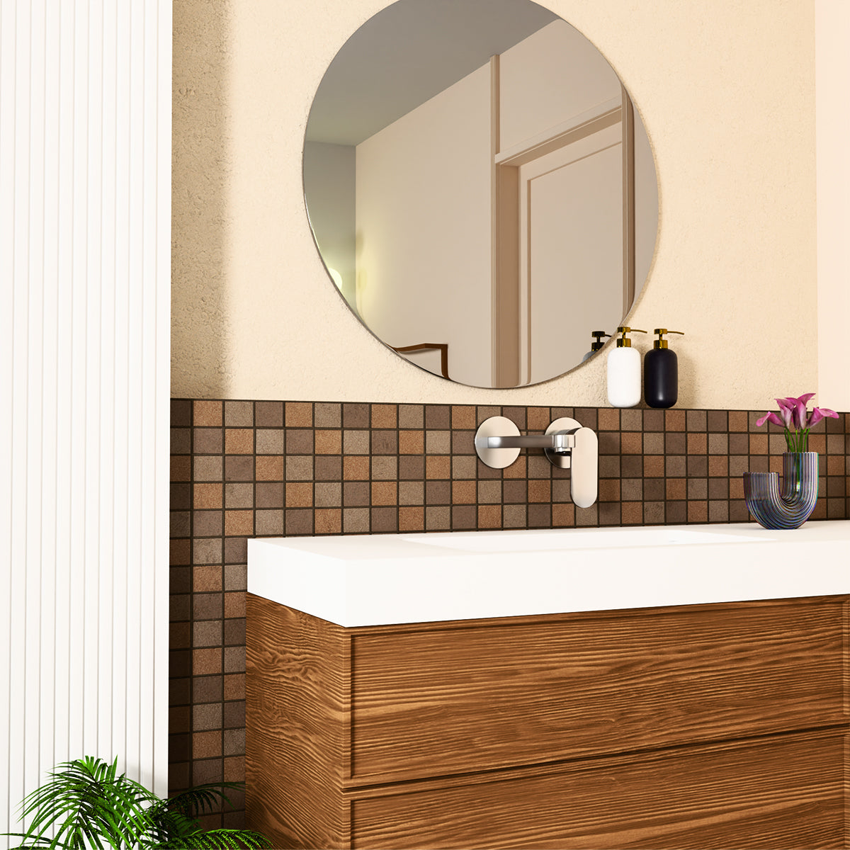 Ecco Wall Basin/Bath Mixer Separate Back Plate Brushed Nickel