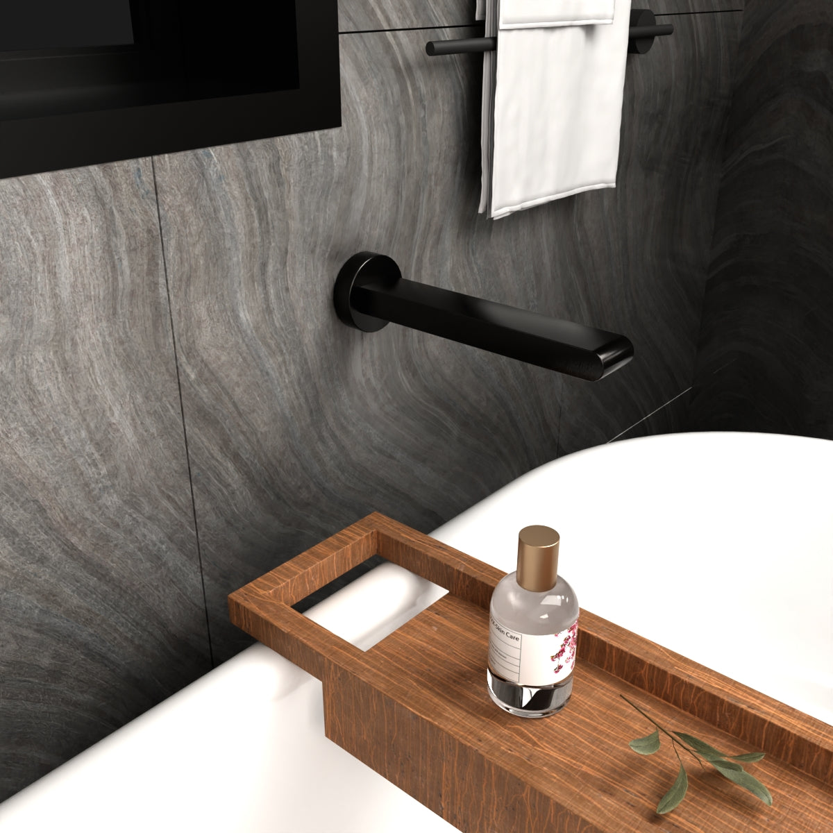 Bianca Fixed Bath Spout Only 200mm Matte Black