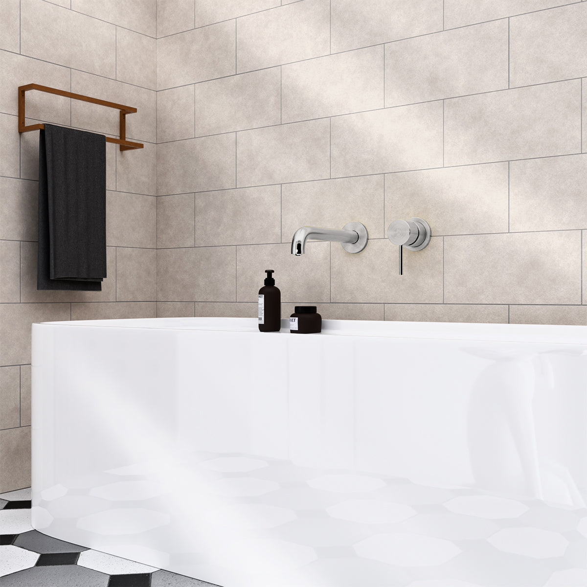 Mecca Wall Basin/Bath Mixer Separate Back Plate 230mm Brushed Nickel