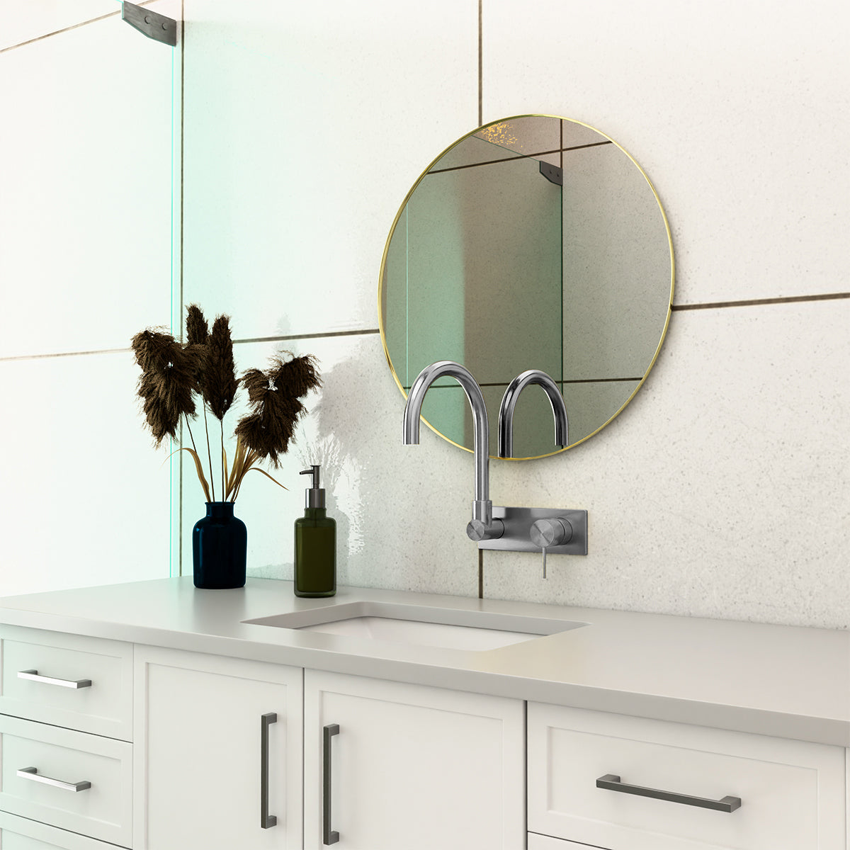 MECCA WALL BASIN/BATH MIXER SWIVEL SPOUT GUN METAL