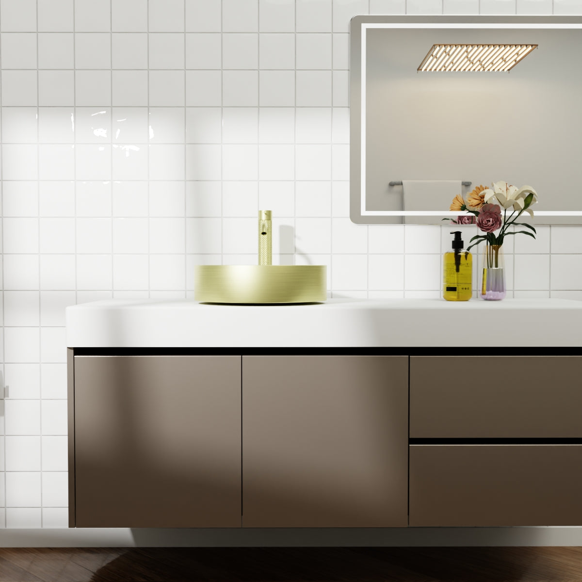 OPAL ROUND 400MM STAINLESS STEEL BASIN BRUSHED GOLD