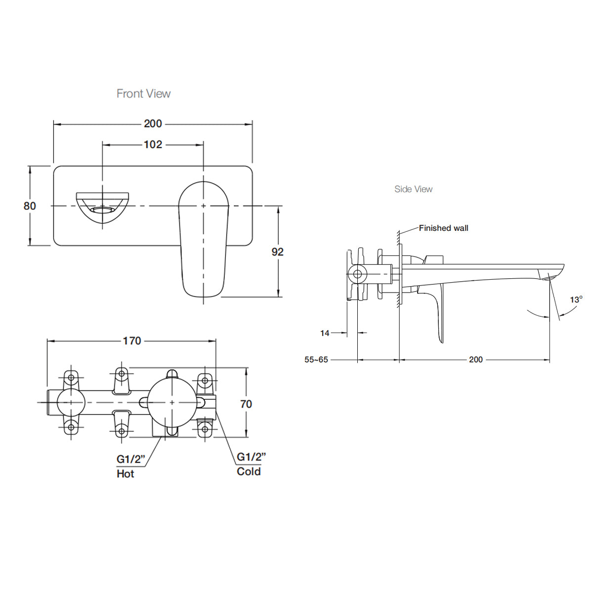 Aleo Wall Mount Bath or Basin Mixer  Polished chrome 21089T-4E-CP