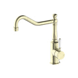 York Kitchen Mixer Hook Spout With White Porcelain Lever Aged Brass