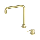 Mecca Hob Basin Mixer Square Swivel Spout Brushed Gold
