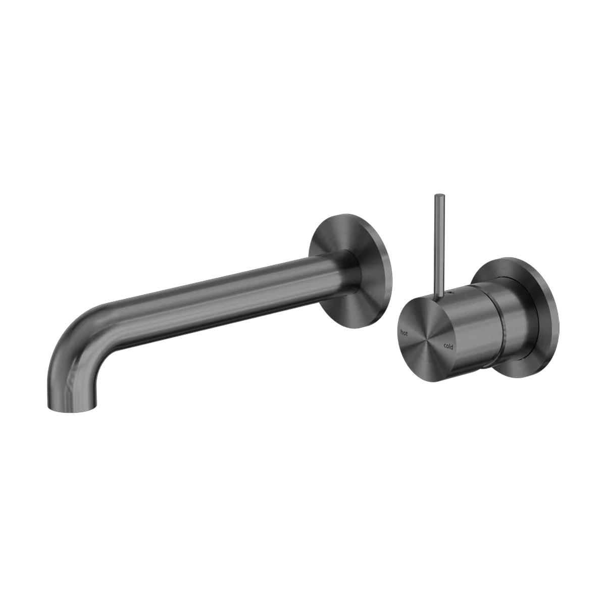 Mecca Wall Basin/Bath Mixer Separate Back Plate Handle Up 230mm Gun Metal