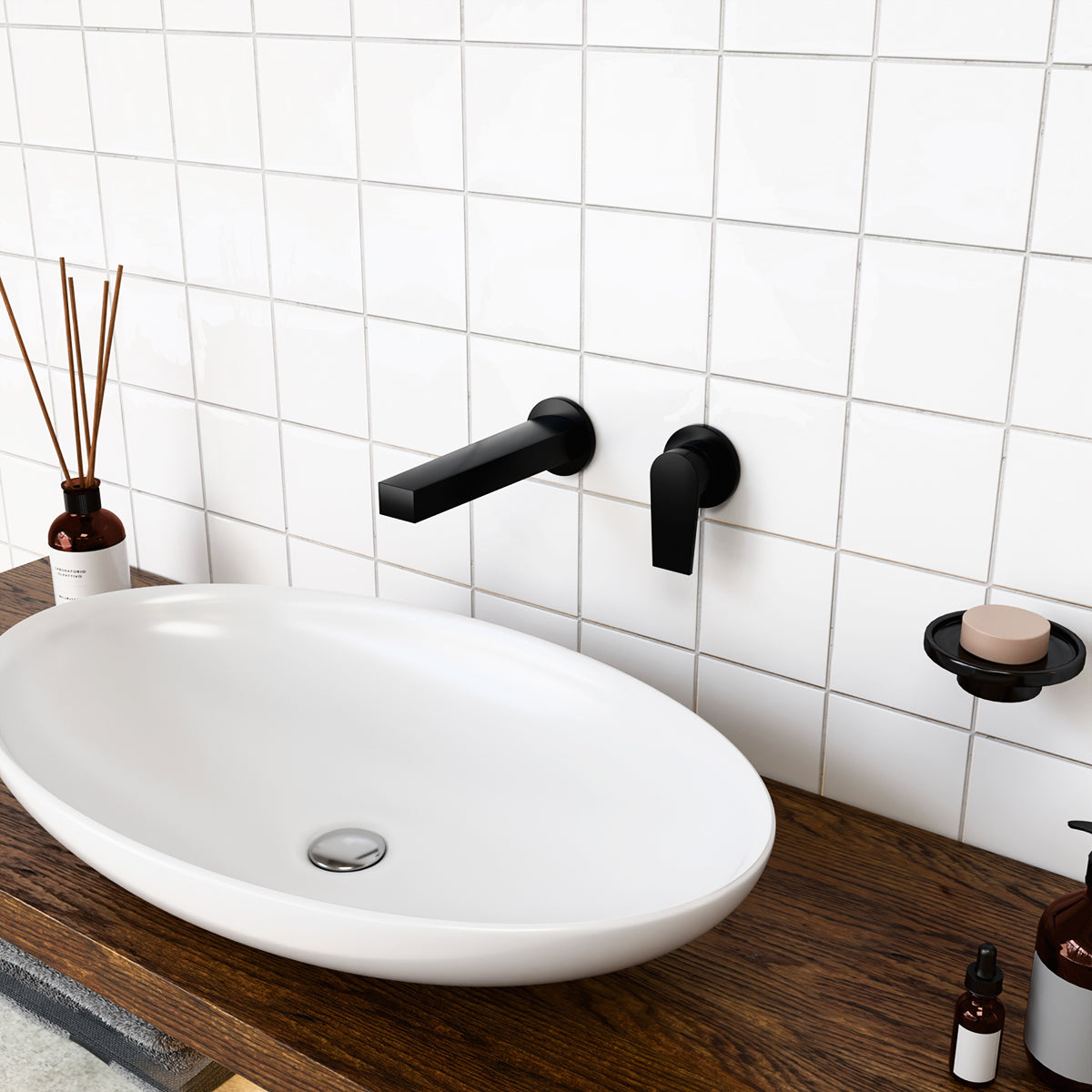 Taut Wall Mount Basin Mixer-Matte Black