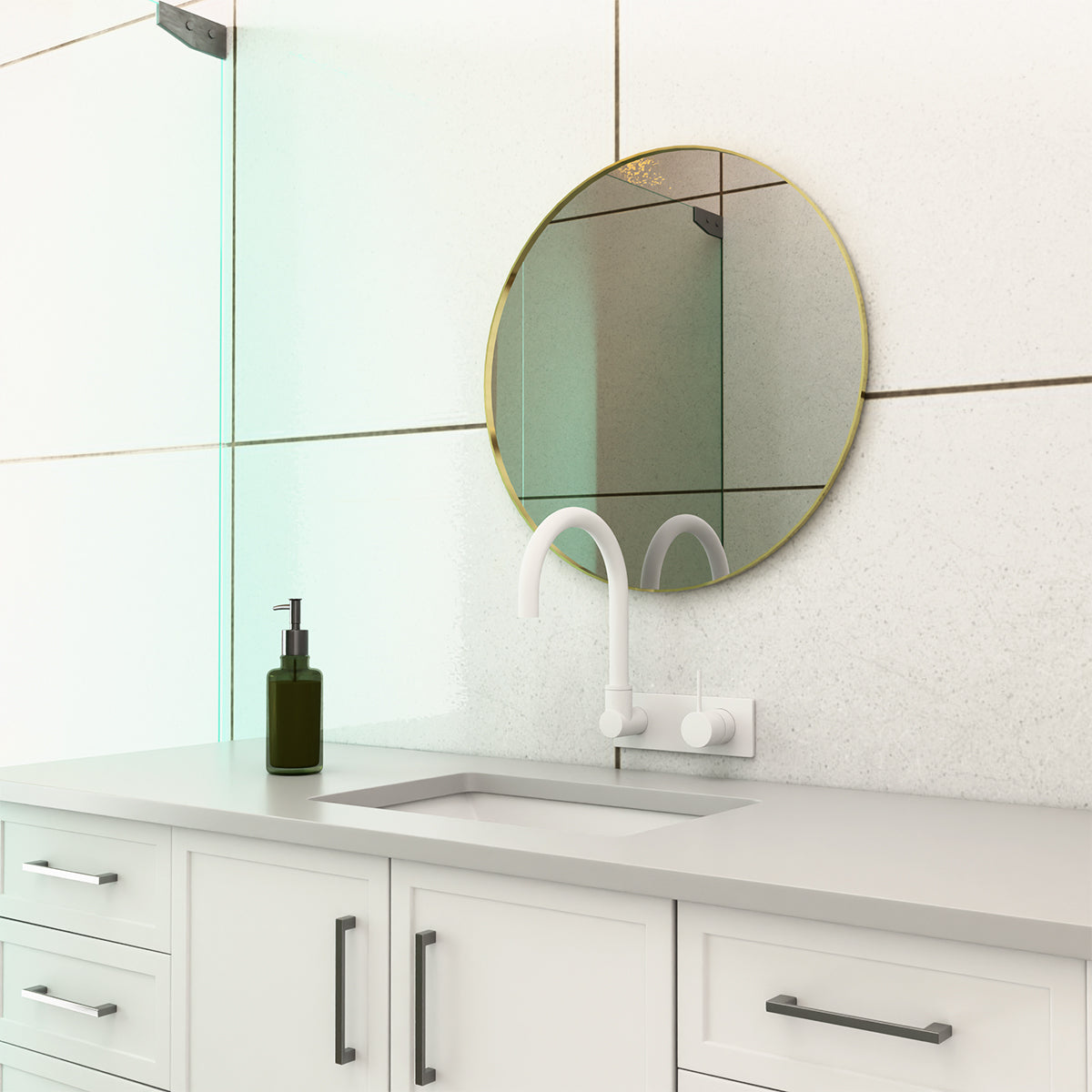 Mecca Wall Basin/Bath Mixer Swivel Spout Handle Up Matte White