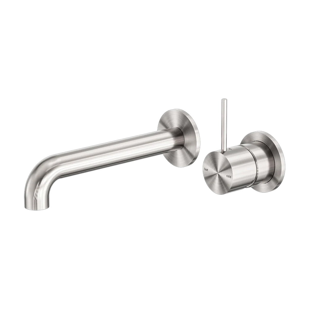 Mecca Wall Basin/Bath Mixer Separate Back Plate Handle Up 185mm Brushed Nickel