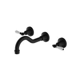 York Wall Basin Set With White Porcelain Lever Matte Black