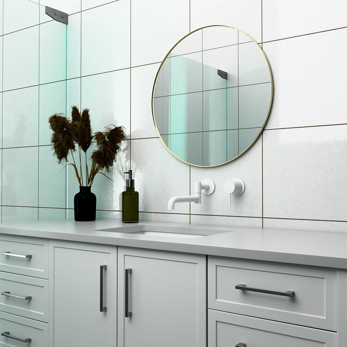 MECCA SHOWER MIXER 60MM PLATE MATTE WHITE