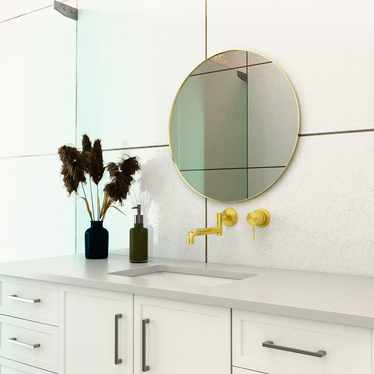 MECCA WALL MOUNTED SWIVEL BATH SPOUT ONLY 225MM BRUSHED GOLD