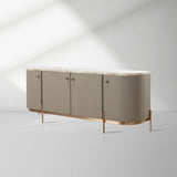 Canodi Luxury Marble Top Sideboard Wood Storage Cabinets With Leather Finish