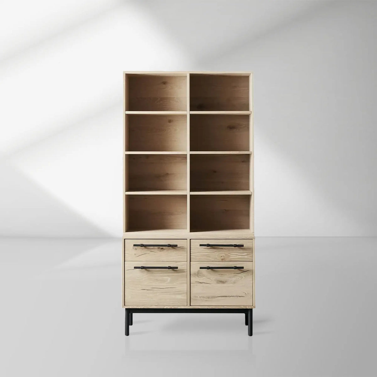Sullivan Oak Wood Bookcase Office Storage Cabinet with File Drawer