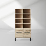 Sullivan Oak Wood Bookcase Office Storage Cabinet with File Drawer