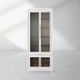 Rowan Modular Reeded Tall Display Cabinet With Glass Doors