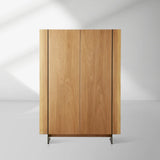 Mihaela Oak Wood Tall Cabinet Wine Barrel Inspired