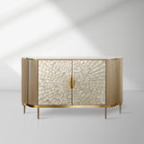 Perla Slate Top Sideboard Luxury Gold Buffet Cabinet With Mother-of-Pearl Door Panel