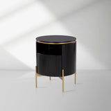 Panoso Wood Nightstand Luxurious Side Table with Gold Base